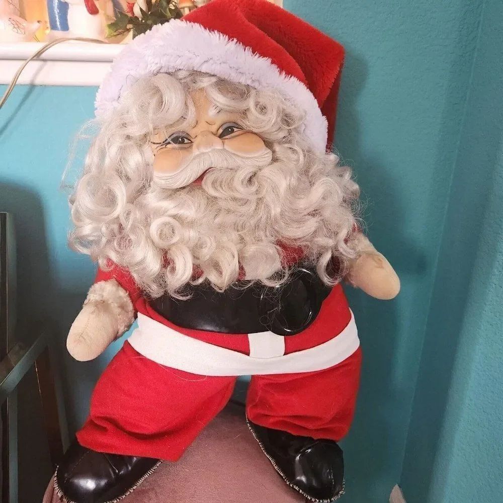 Vintage Rushton Rubber Face Santa 20" Plush Upcycled See Pics Description